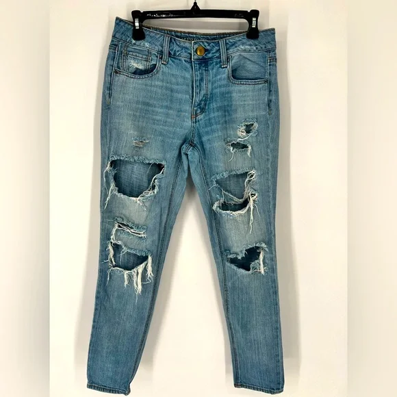Jeans Boyfriend Détressés American Eagle Pour Femme - Taille 0, Bleu, Bon État